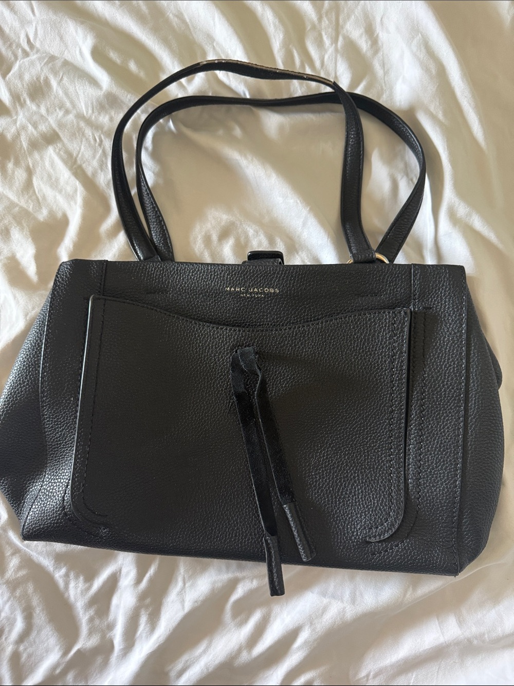 Marc Jacobs Black Pebbled Leather Shoulder Bag with Tassel